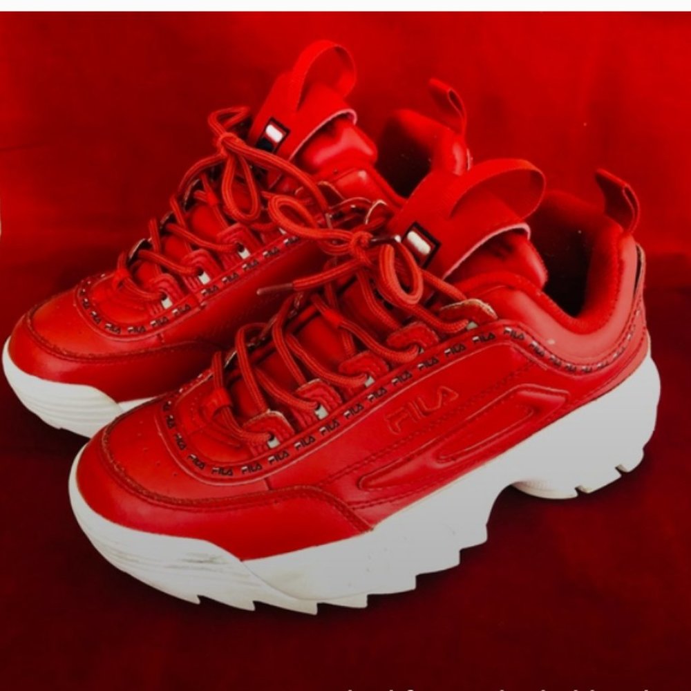Fila Disruptor 2 Premium Red Sneakers 7 - Picture 2 of 11